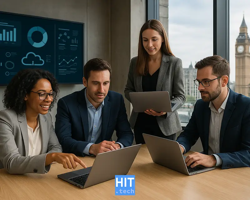 Business digital transformation team working in a London office