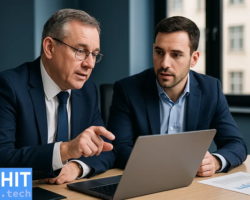 IT expert planning digital strategy with a corporate client in London