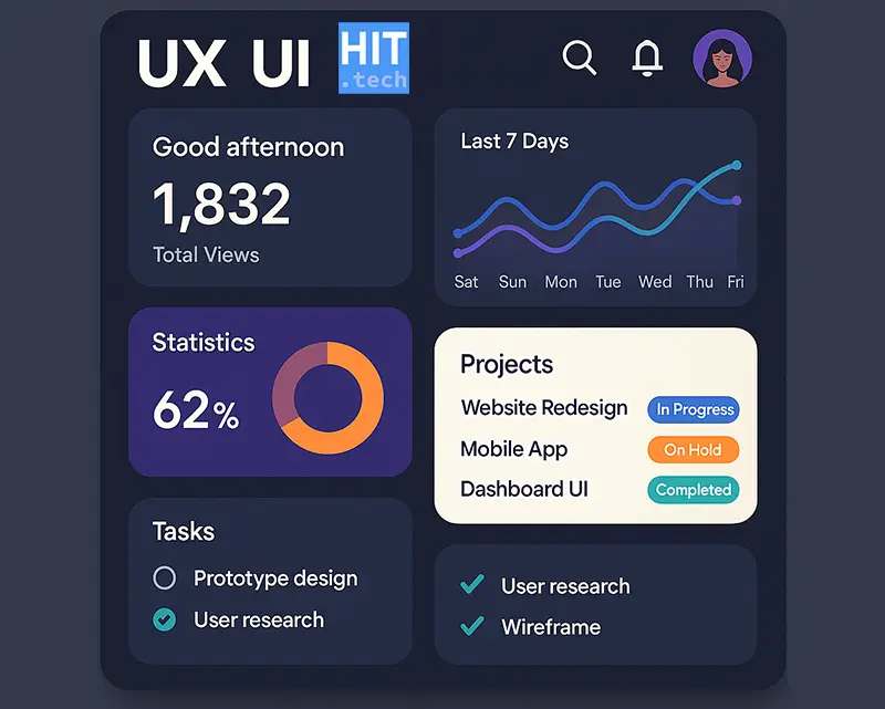 UX/UI wireframes on a screen with user journey maps