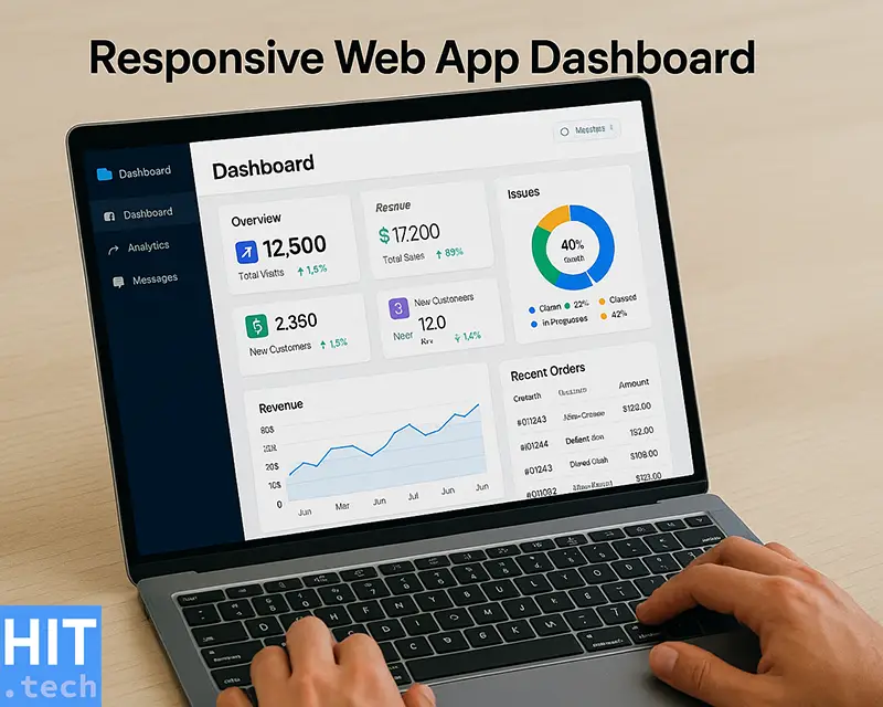 A responsive web application dashboard on a laptop screen